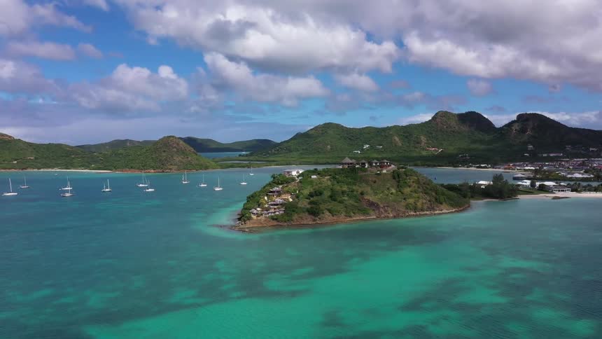 Homes are between the hills on he island