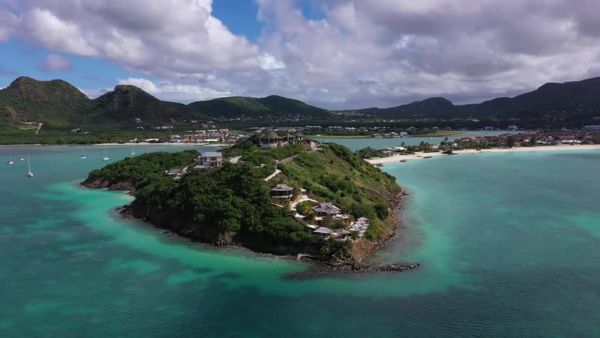 Small islands lead to a coastal town