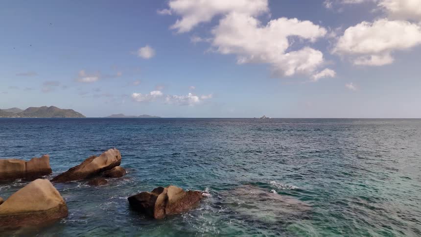 Ocean landscape in a tropical palm tree area