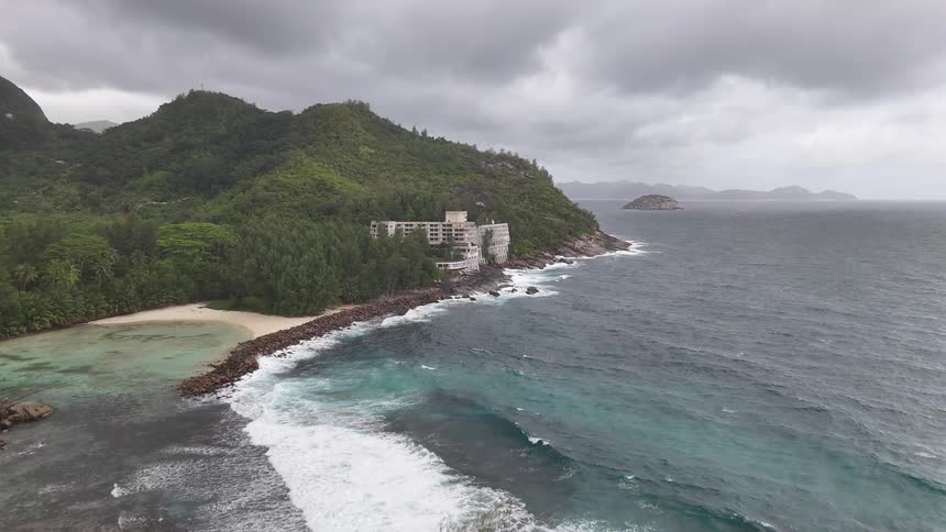 A resort is on the tropical island
