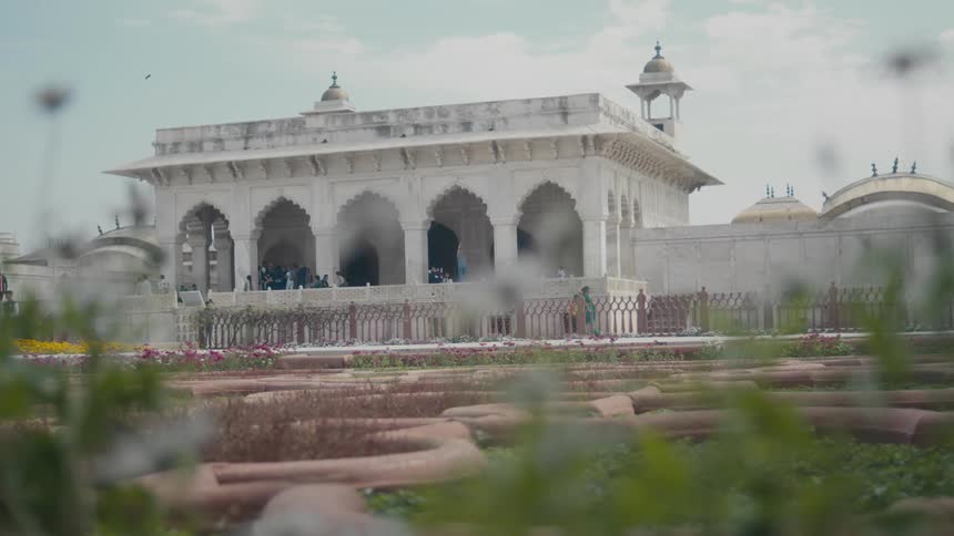 People leaving a temple