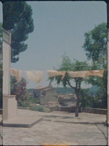 Clothes hanging on a clothesline outdoors