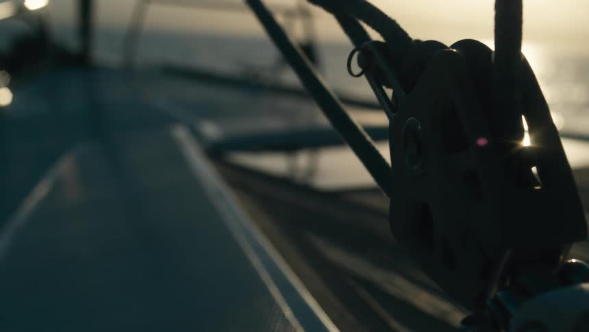 Metal crank with rope from a yacht