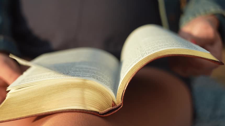 Person leafing through a book