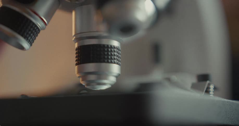 A microscope is rotated
