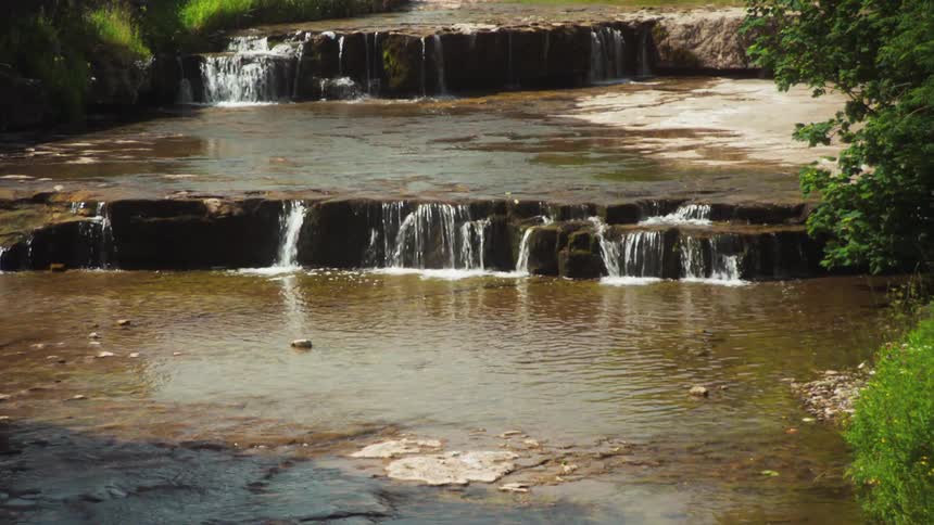 A shall creek is in the village