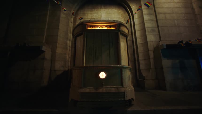 A booth is outside the train station