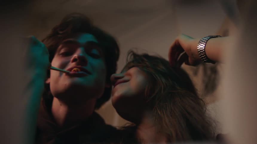 A couple eat chinese food together