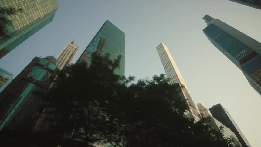 Upward view of skyscrapers in a metropolis