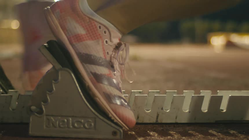 The runner speeds off at night
