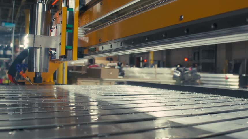 Automated machine in operation in a factory