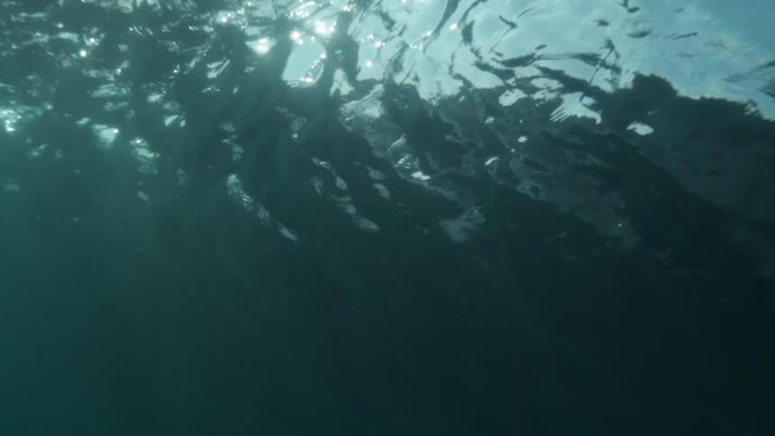 An underwater view captures deep calm ocean currents with a hint of light filtering from above