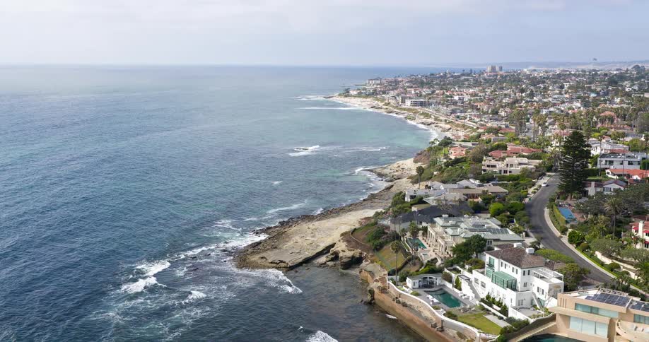 Mansions and homes are on the shore