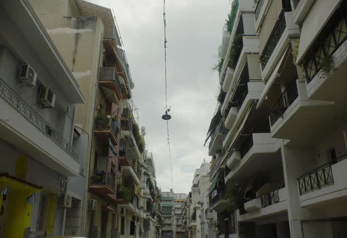 Buildings line a street