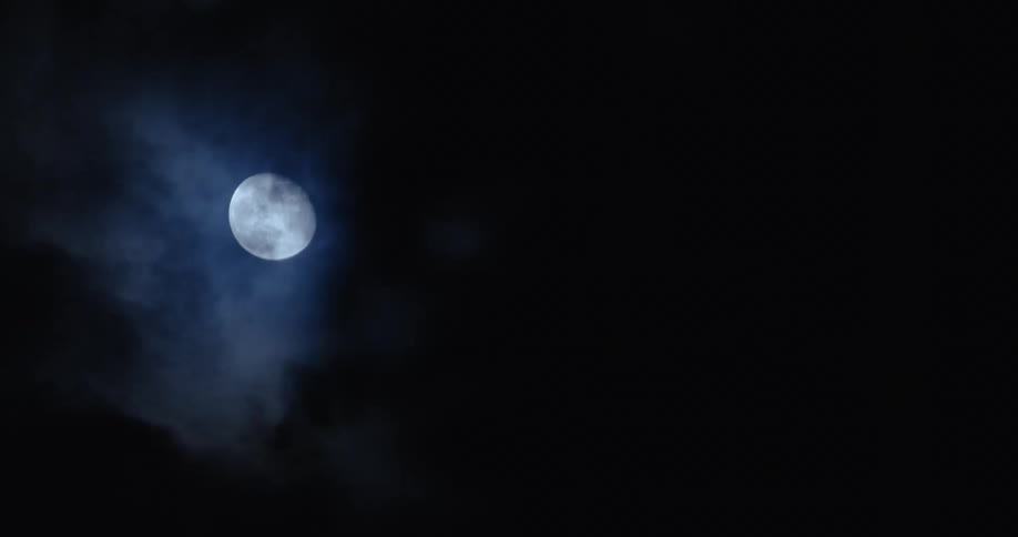 Clouds pass in front of the moon