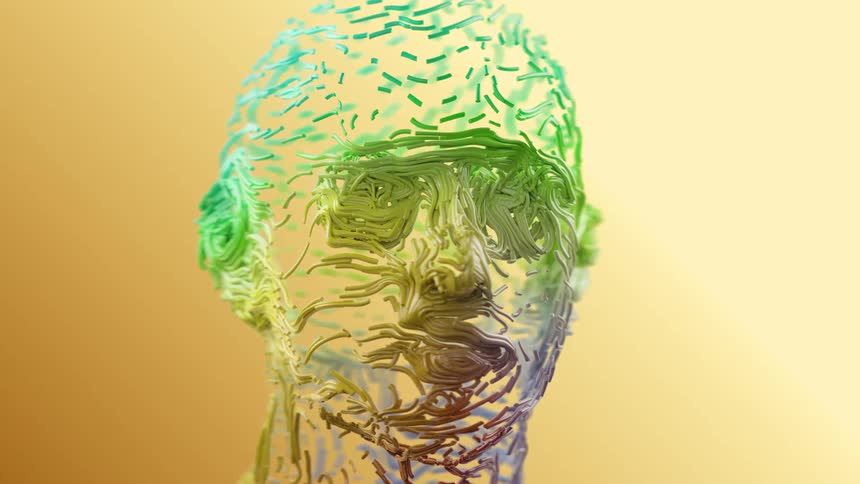 Colorful abstract lines forming the shape of a face
