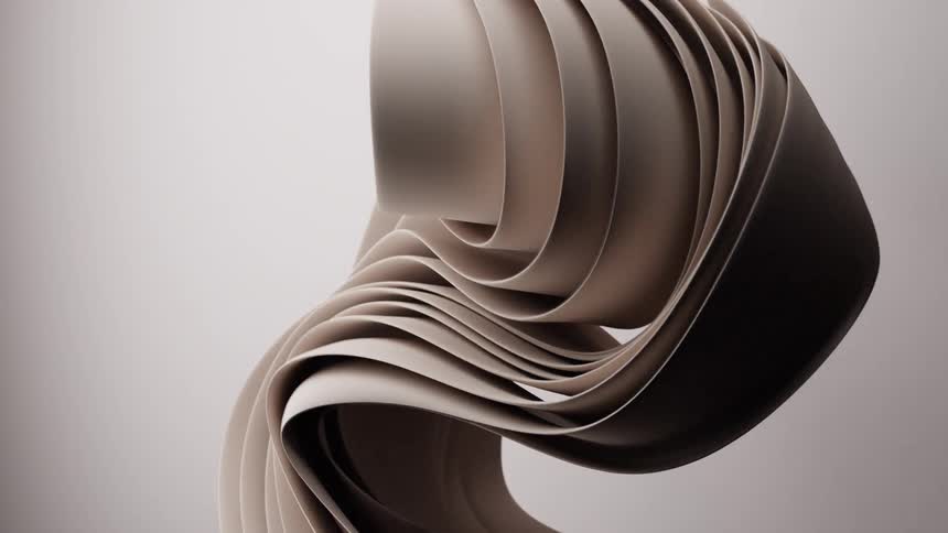 Abstract sculpture featuring layered curved forms in neutral tones