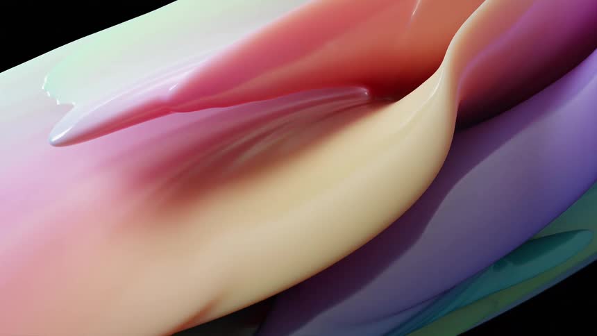 Abstract liquid of different colors against a black background