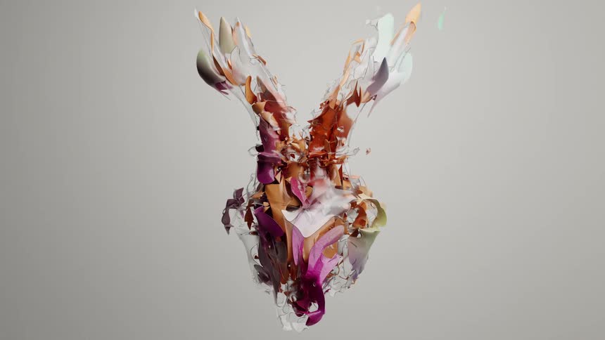 Abstract deer head with colorful and artistic formulas against a neutral background