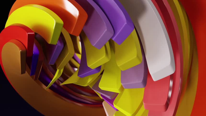 Abstract colorful spiral object against a black background