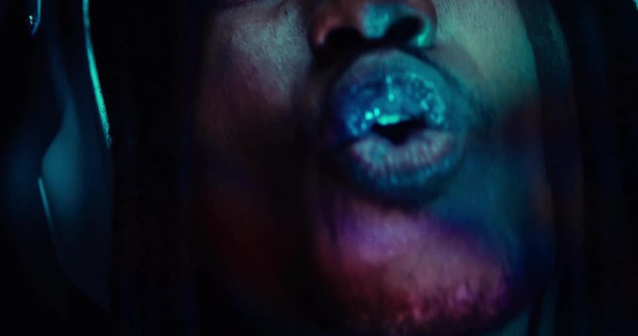 Closeup of a mans mouth singing