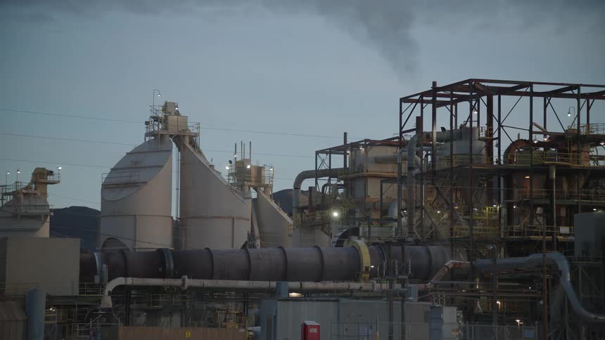 Pollution rises from the factory