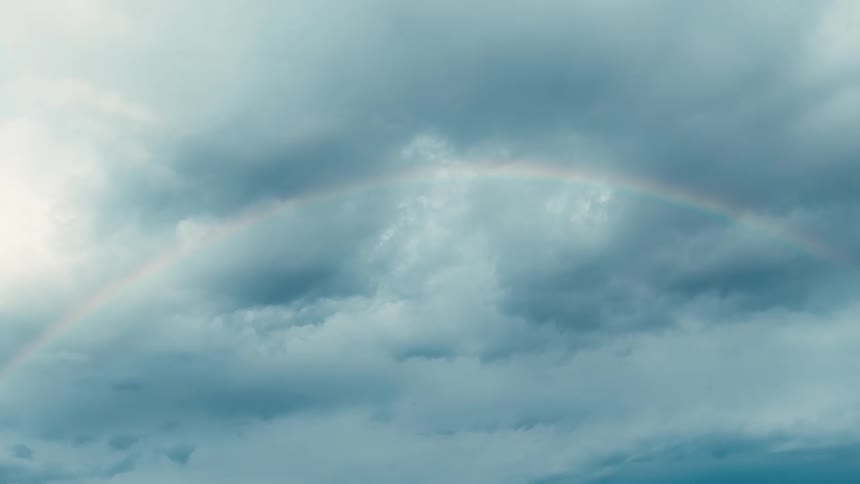 Wide shot of a sky filled with dramatic clouds