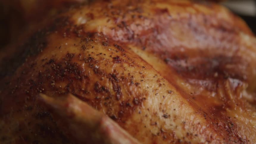 Close up of a roasted spiced chicken
