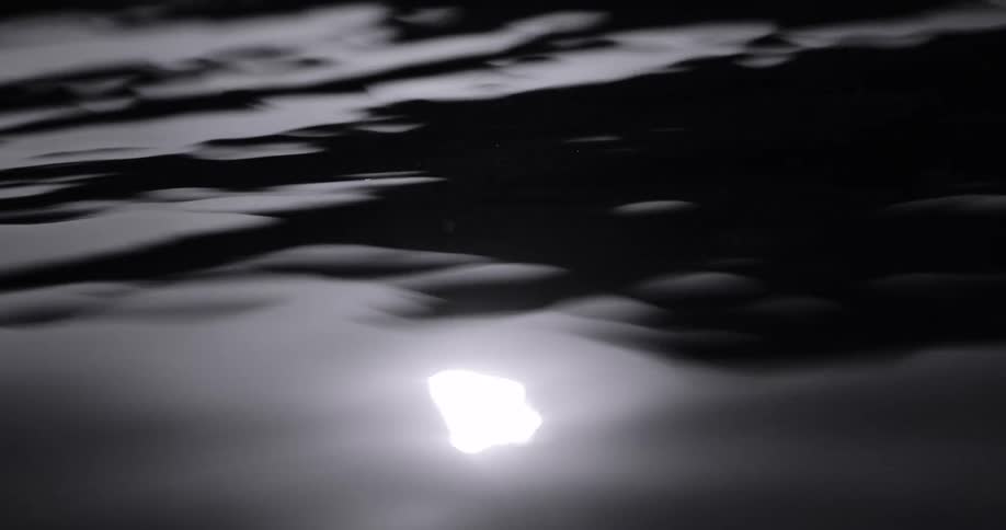 The body of water with the surface full of ripples and a reflection of natural light reaching it