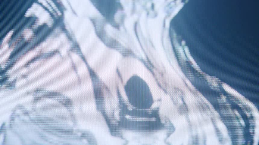 Closeup highly pixelated image that appears to be an abstract digital artwork