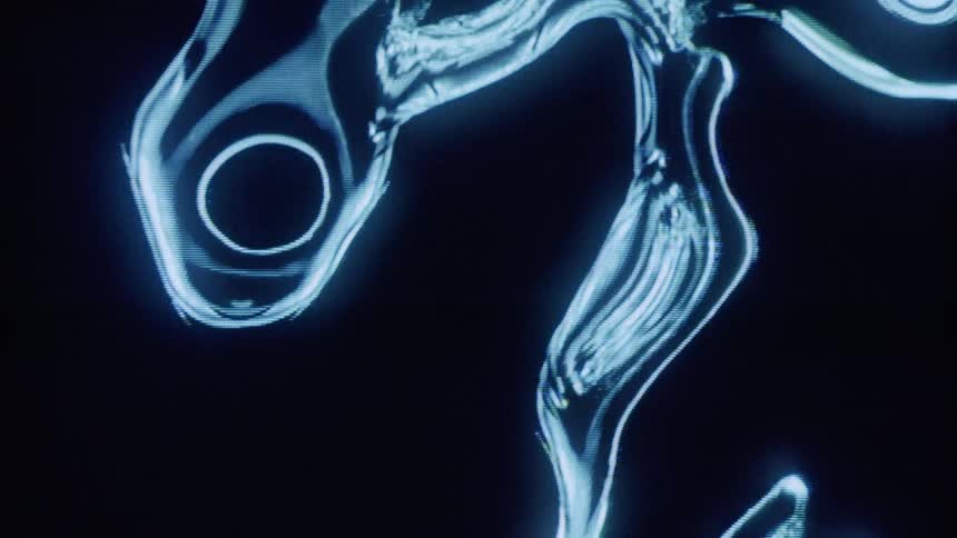 Abstract blue liquid body against a black background