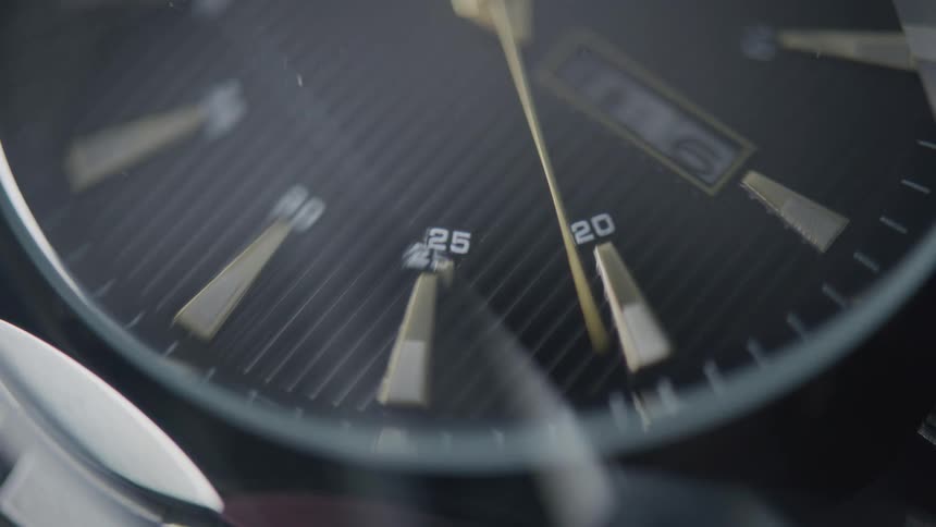 Close up of second hand moving clockwise on wrist watch