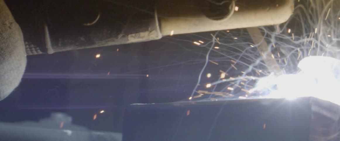 Sparks fly from a block