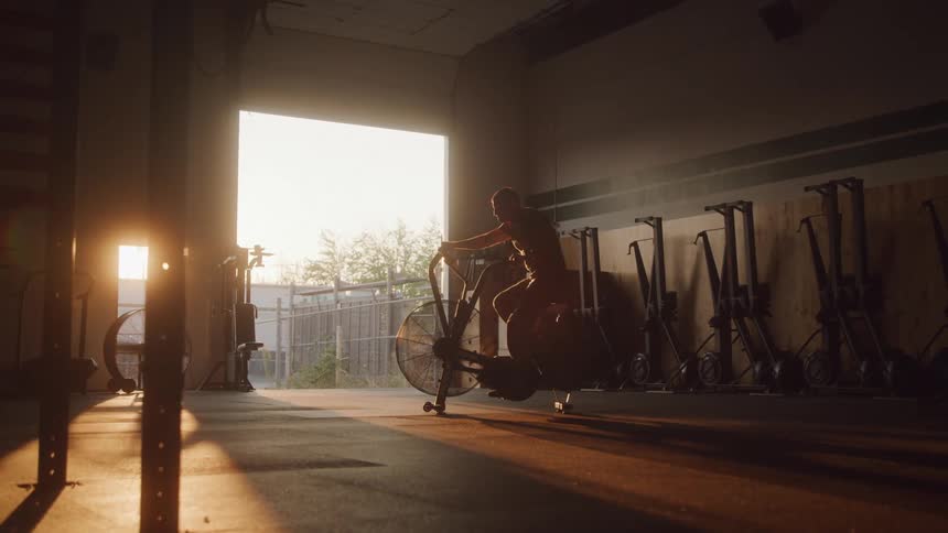 A footage of a man exercising