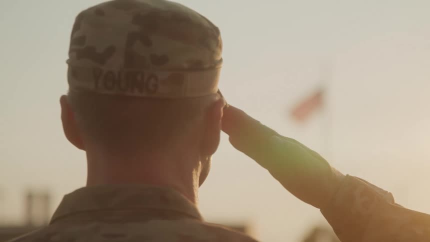 Military man saluting