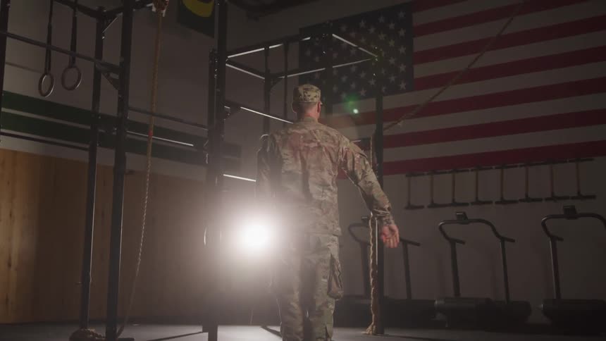 A video of the army saluting a flag
