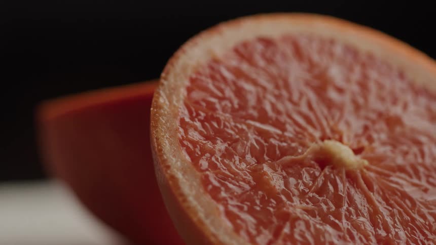 Closeup of a slice of an orange