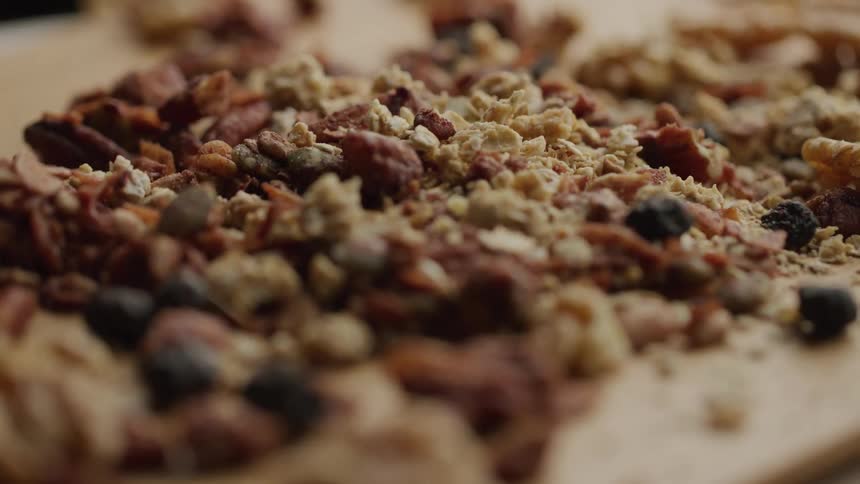 Close up of almonds with bran mixed in