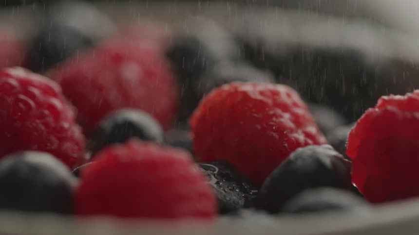 Water being sprinkled on berries