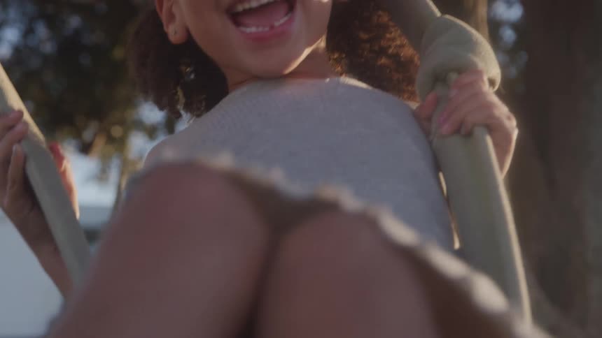 Little girl having fun on a swing