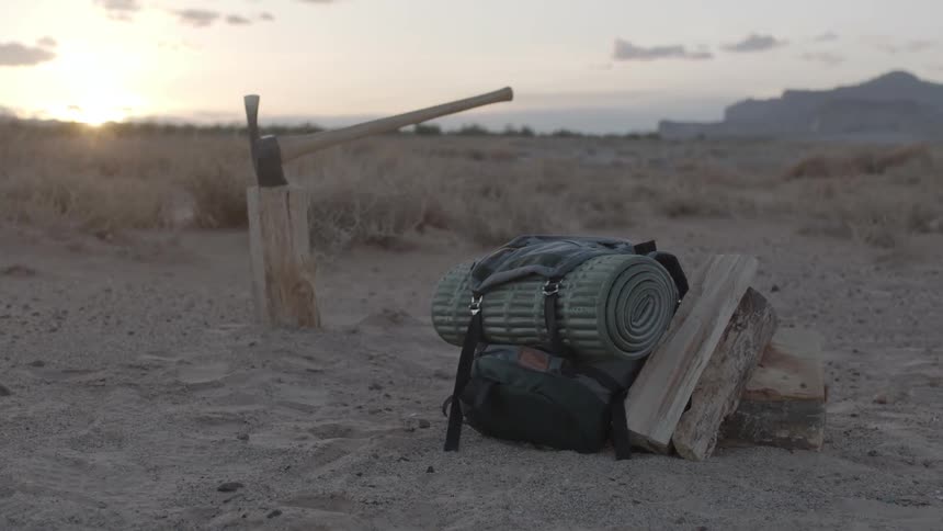 Camping equipment in the sand