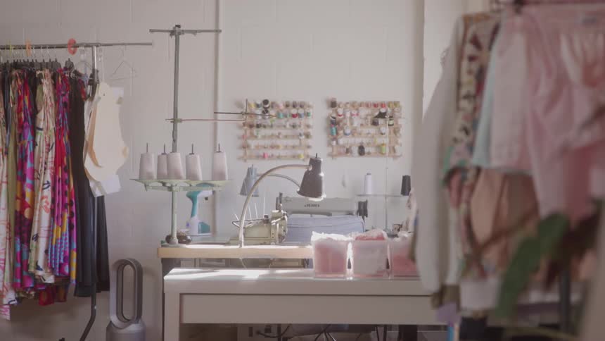 A clothing designers workstation in a tailoring room