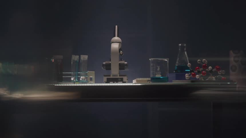 Laboratory table with equipment