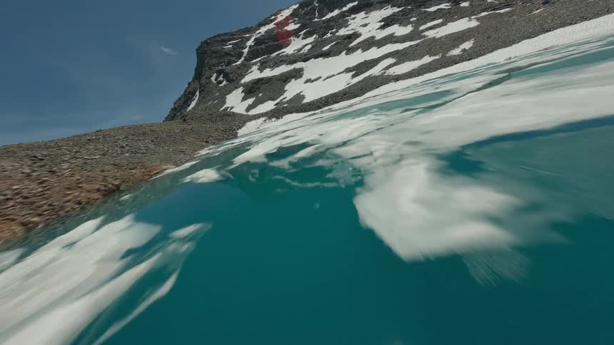 Frozen lake on a mountain