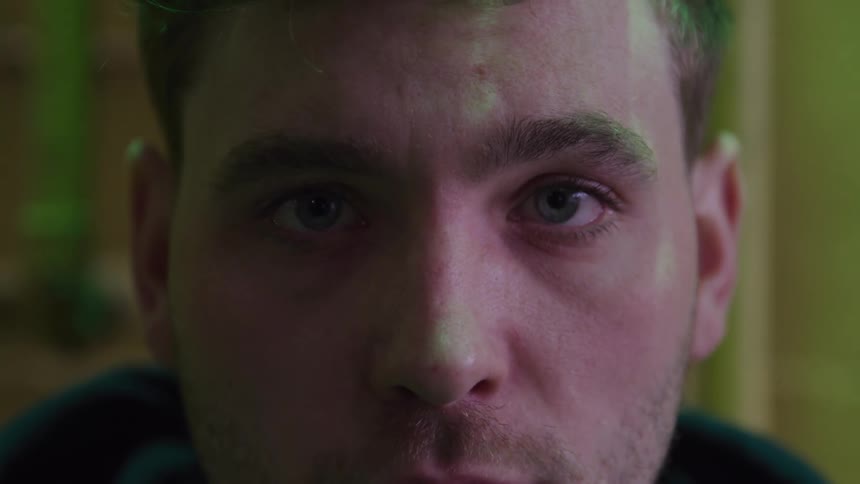 Male face in closeup