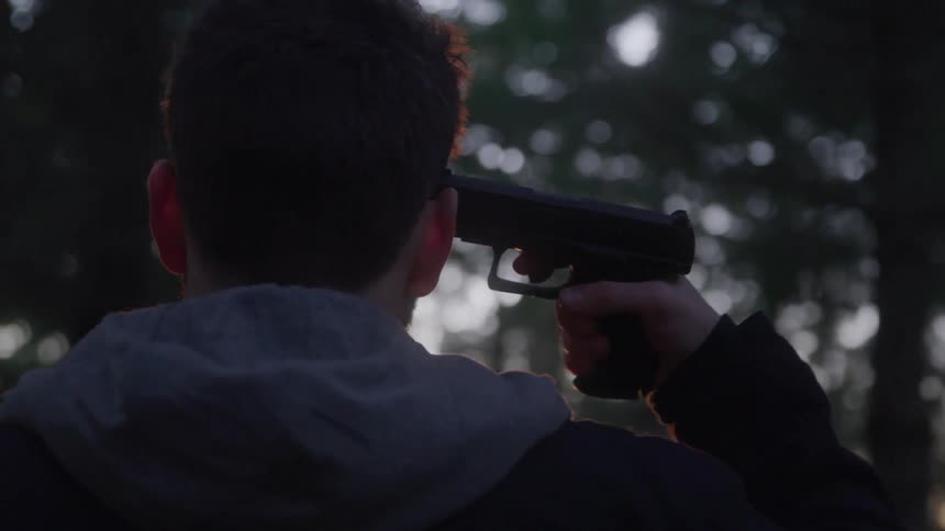Man putting a gun to his own head