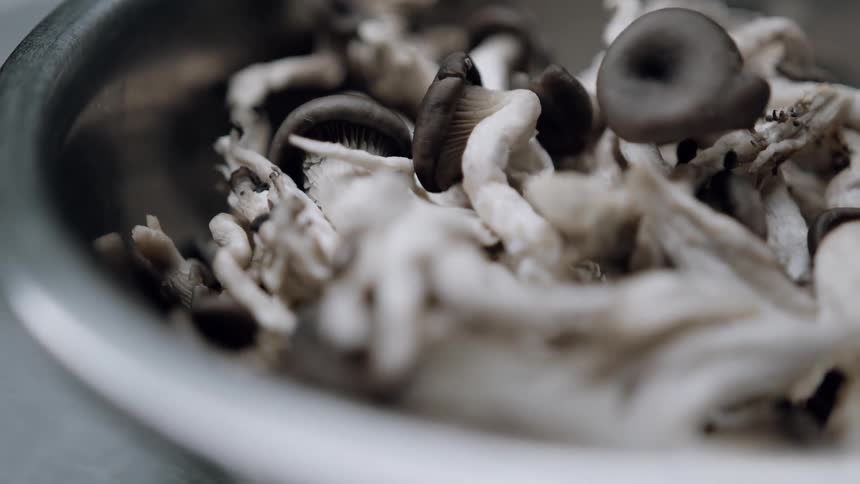 The bowl is full of mushrooms