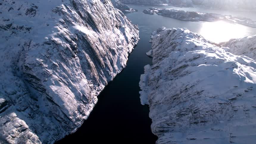 The white mountains have water running through them