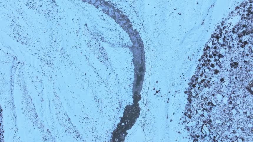 Aerial view of snowcovered mountainous areas