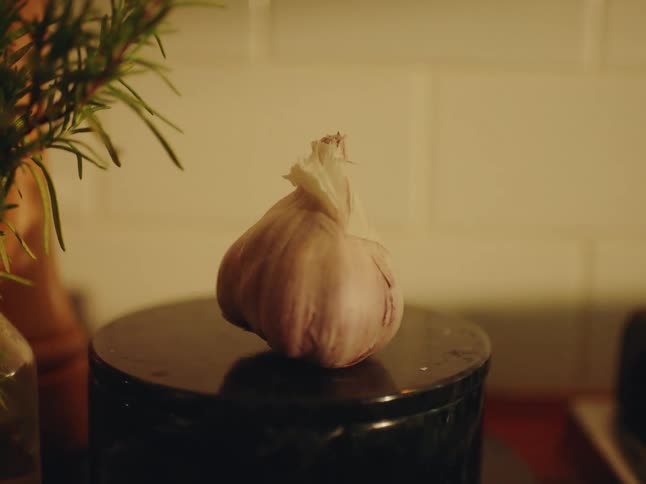 Thyme garlic and other spices in the kitchen
